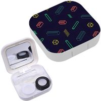 Portable Contact Lens Case Box Travel Kit Mirror + Bottle + Tweezers Container Holder [ Isometric Simple Shapes ]