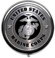 Eareeco - Marine Corps Round Pill Case/Pill Box/Pill Case/Case- Three-Compartment Pill Box/Pill Case