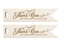 Summer-Ray 50 White Wooden Pennant Flag Thank You for Sharing Our Special Day Engraved Favor Tags Wedding Baby Shower Bridal Shower
