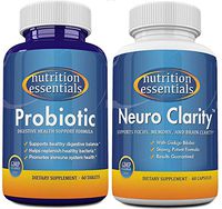 Probiotics 30 Billion CFU - Nutrition Essentials Highest Rated Acidophilus Probiotic for Women and Men/Nootropic Brain Function Booster Supplement - Enhance Memory, Mental Clarity, Energy, and Focus