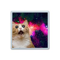 Contact Lens Box Holder Container Case Storage Eyecare Kit - Amazing Cat With Big Mouth In Space