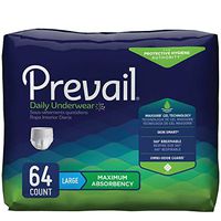 Prevail Incontinence Protective Underwear, Maximum Absorbency, Lg, 16 Count (Pack of 4 (64 Count))