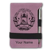 Mini Notepad, Flag of Afghanistan, Personalized Engraving Included (Pink)