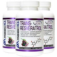 MAAC10 99% Pure Trans Resveratrol 500mg Micronized (3 Pack) Sirtuin Activator & NAD Boosting Supplement.