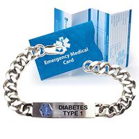 Pre-Engraved"Diabetes Type 1" Traditional Stainless Steel Medical ID Bracelets for Men