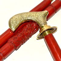 Hello Nauticals Store Valentine Day Special Present, Handmade Wooden Walking Stick/Rule Round Brass Tip (Brass), Folding Walking Stick, Wooden Walking Stick, Handmade Walking, Brown Color Size