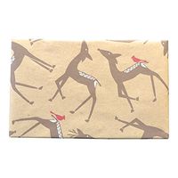 Kraft Reindeers and Cardinals Folded Christmas Wrapping Paper Made in America, 2 feet x 10 feet, Easy to Store Folded Christmas Gift Wrap, WRAP & Revel®
