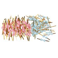 D DOLITY 100 Pieces Metallic Twist Ties Fabric Bow 8 cm foil Twist Ties for Cone Cellophane Bags Sealing Decoration Blue & Pink