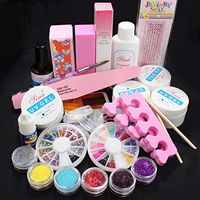 Nail Art Tool,Putars Fashion Full Acrylic Glitter Powder Glue File French Nail Art UV Gel Tips Kit Set
