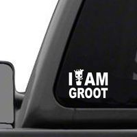 H-Tradings I Am Groot White 4 Inches Approx Cars Walls Helmets Toolbox Laptop Die-Cut Vinyl Stickers Decals Vans SUV Trucks Windows Bumper