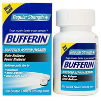 Bufferin Buffered Aspirin (NSAID) Coated Tablets Pain Reliever/Fever Reducer 130 ea