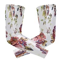 LEVEIS Pink Flower Arm Sleeves UV Protection for Men Women Sunblock Protective Gloves Running Golf Cycling Driving Long Arm Cover 1 Pair