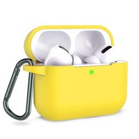 Coffea AirPods Pro Case with Keychain, AirPods 3 Protective Cover Silicone Case for AirPods Pro Charging Case (Front LED Visible) (Yellow)