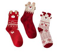 Naladoo 3 Pairs Christmas Women Cotton Socks Multi-Color Women's Winter Socks Christmas Holidays Crazy Fun