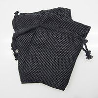 Firefly Faux Burlap Pouches w/Drawstrings, Black, 6-Pack (4" x 5")