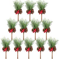 Riverbyland 3" Christmas Gift Wrapping Artificial Pine Branches 12 PCS