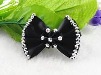 12pcs Bow Tie and Diamond Ribbon Flower Appliques Craft Wedding Lots Upick (Black)