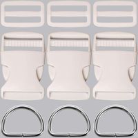 Craxoo Plastic Buckle Kit 1 1/2 Inch | Quick Side Release Single Adjustable Replacement Clip with Slide & D-ring for Dog Collars, Webbing Strap and Backpack Repair | White, 3 Sets