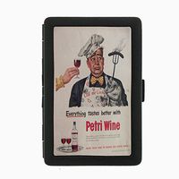 Perfection In Style Black Color Metal Cigarette Case Vintage Wine Ads Design 004