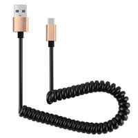 Iuhan 1M Spring Coiled Retractable USB A Male to Type c USB-C Data Charging Cable (Gold)