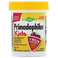 Primadophilus Kids Cherry Lactobacilli Bifidobacteria 3 Billion CFU Ages 2-12 30 Chewable Tablets