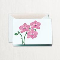 Crane & Co. Engraved Violet Orchid Note with Lined Envelopes- Pack of 20 Cards