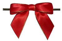 BAYWIND LTD; 3" Red with Gold Edge Twist Tie Bows- 100pc
