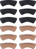 Hotop 6 Pairs Heel Cushion Pads Heel Shoe Grips Liner Self-Adhesive Shoe Insoles Foot Care Protector (Brown and Black)
