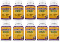Resveratrol 1200 Contains Green Tea Acai Grape Seed Extract and Other Antioxidants for Anti-Aging and Cardiovascular Health 60 Capsules Per Bottle 10Bottles