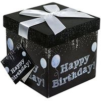 Gift Box 5x5x5 Amrita Birthday Pop up in Seconds comes with Decorative Ribbon mounted on the lid A Gift Tag and Tissue Paper - No Glue or Tape Required