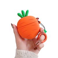 UR Sunshine AirPods Pro Case, Super Cute Creative Vivid Food Fruit Vegetable Orange Carrot Shape Soft Silicone Case Cover Protective Skin for AirPods Pro/3 +Ring Lanyard