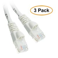 ACL 35 Feet RJ45 Snagless/Molded Boot White Cat5e Ethernet Lan Cable, 3 Pack