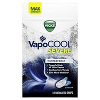 Vicks VapoCOOL SEVERE Medicated Drops 18ct, Maximum-Strength Relief to Soothe Sore Throat Pain