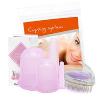 TIMKDLE 5 PCS/Set of Silicone Cupping Therapy Set with Massage Brush for Body Detoxification, Joint and Muscle Soreness Relief, Cellulite Treatment, Pain Relief (Purple)