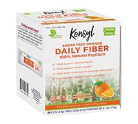 Konsyl Daily Fiber Orange 100% Natural Psyllium Husk Powder - Sugar Free and Gluten Free - 30 Individual Stickpacks