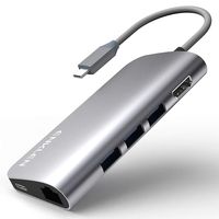USB C Hub Adapter, ENKLEN 8-in-1 Type C Hub with Gigabit Ethernet, 4K HDMI, 3 USB 3.0 Ports, SD/TF Card Reader, USB-C Power Delivery, USB C Dongle for MacBook Pro/Air and Other Type C Laptops