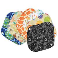 Kireina Bamboo Charcoal Fiber Menstrual Pads, 6PCS Washable Reusable Overnight Long Cloth Sanitary Pad with 1PC Washable Wet Bag