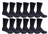 Yacht & Smith Men and Women Value Pack Of Ring spun Cotton Crew Diabetic, Nephropathy Socks (9-11, 12 Pairs Black)