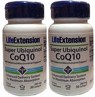 Super Ubiquinol CoQ10 with Enhanced Mitochondrial Support 200 Milligrams, 30 Softgels (Pack of 2)