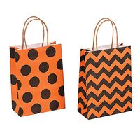 Fun Express - Halloween Pattern Craft Bags for Halloween - Party Supplies - Bags - Paper Gift W & Handles - Halloween - 12 Pieces