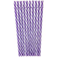 Reusable Plastic Straws 25pcs Striped Royal Purple - Excellent Home Decor - Indoor & Outdoor