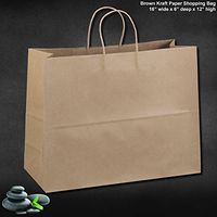 16"x6"x12" - 50 Pcs - Bagsource Brown Kraft Paper Bags 95% POST CONSUMER MATERIALS & FSC CERTIFIED