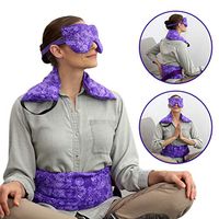 Hot Pockets Set of 3 Rice Heating pad microwavable - Includes Heating Pads for Back Pain + Heating pad for Neck and Shoulders + Lavender Eye Pillow for Stress Relief (Purple Flowers)
