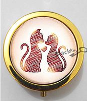 BlackKey Animal Cat Silhouette 3-Compartment Decorative Pocket Gift Box Case Organizer for Pill, Color 2 -441