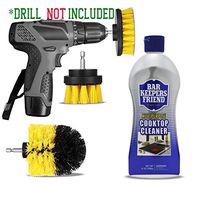 Bar Keepers Friend Cooktop/Glass Stove Top Cleaner kit & Drill Brush Power Scrubber Attachment Scrub Brushes Set for Heavy Duty Cleaning.