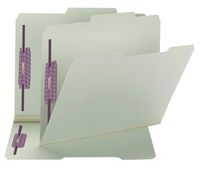 Smead Pressboard Fastener File Folder with SafeSHIELD Fasteners, 2 Fasteners, 2/5-Cut Tab Right of Center Position, 1" Expansion, Guide Height, Letter Size, Gray/Green, 25 per Box  (14980)
