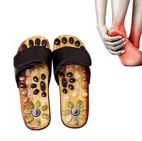 Foot Acupressure Massage Slippers, Natural Cobblestone Jade Magnet Agate Stone Foot Massage Slippers Summer Men and Women (Color : Pink, Size : 41)