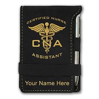 Mini Notepad, CNA Certified Nurse Assistant, Personalized Engraving Included (Black)