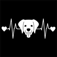 Happy Labrador Dog Heartbeat Vinyl Decal Sticker | Cars Trucks Vans Walls Laptops Cups | White | 7.5 X 2.8 Inch | KCD1189
