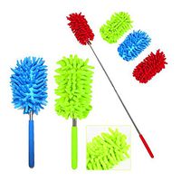 3pcs Bendable Microfiber Duster Dusting Brush Telescopic Soft Microfiber Hand Duster with Extendable Pole Washable Duster Head for Home Office Computer Air Conditioning TV Car